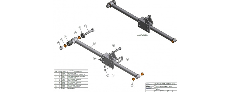 Float Arm Assembly, Right