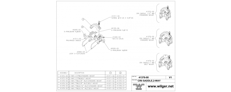 Wilger WET BOOM TOP/BOTTOM SADDLE, TWO-WAY, 1"PIPE, 9/16" INLET,41378-01 Wilger WET BOOM TOP/BOTTOM SADDLE, TWO-WAY, 1"PIPE, 9/16" INLET,41378-01